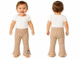 Hello Kitty Baby Girls Cheetah Print Ribbed Flare Leggings